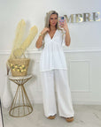 PANTALON GAZE DE COTON - BLANC