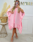 ROBE COURTE GAZE DE COTON - ROSE