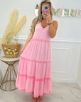 ROBE LONGUE GAZE DE COTON - ROSE