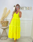 ROBE LONGUE GAZE DE COTON - JAUNE