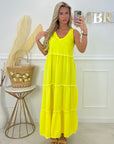 ROBE LONGUE GAZE DE COTON - JAUNE