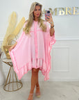 ROBE COURTE GAZE DE COTON - ROSE