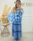 ROBE LONGUE GAZE DE COTON - BLEU