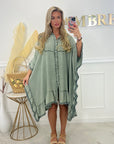 ROBE COURTE GAZE DE COTON - KAKI