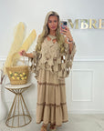 ROBE LONGUE GAZE DE COTON - TAUPE