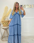 ROBE GRAZIELLA LONGUE - BLEU