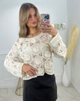 PULL CROCHET FLOWER - ÉCRU