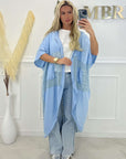 VESTE LONGUE AJOURÉ - BLEU