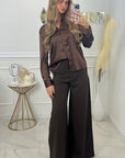 CHEMISE EN SATIN - CHOCOLAT