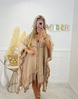 ROBE COURTE GAZE DE COTON - TAUPE