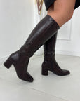 BOTTES SIMILI CUIR - CHOCOLAT