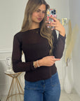 HAUT MANCHES LONGUES CELINE - CHOCOLAT
