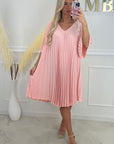 ROBE PLISSÉE COURTE - ROSE