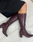BOTTES SIMILI CUIR - PRUNE