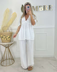 PANTALON GAZE DE COTON - BLANC