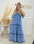 ROBE GRAZIELLA LONGUE - BLEU