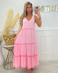 ROBE LONGUE GAZE DE COTON - ROSE