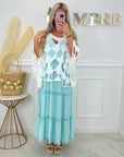 ROBE LONGUE GAZE DE COTON - TURQUOISE
