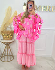 ROBE LONGUE GAZE DE COTON - ROSE