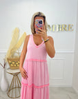 ROBE LONGUE GAZE DE COTON - ROSE
