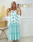 ROBE LONGUE GAZE DE COTON - TURQUOISE
