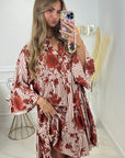 ROBE ROMANE COURTE - TERRACOTTA