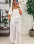 PANTALON LIN - BLANC