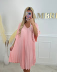 ROBE PLISSÉE COURTE - ROSE