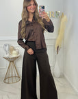 CHEMISE EN SATIN - CHOCOLAT