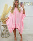 ROBE COURTE GAZE DE COTON - ROSE
