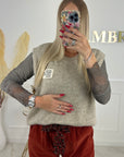 PULL SANS MANCHES - BEIGE