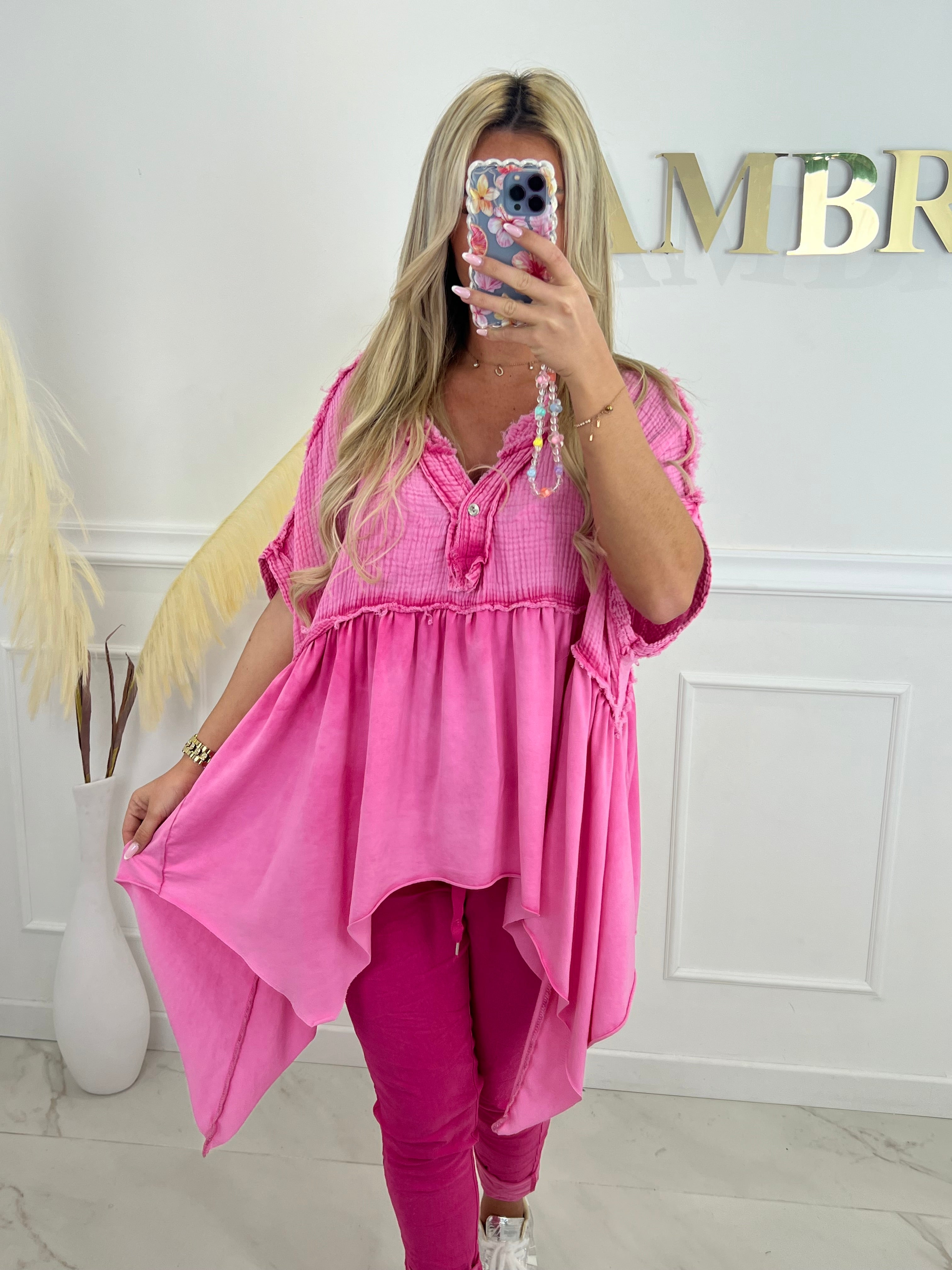 HAUT GAZE DE COTON - ROSE