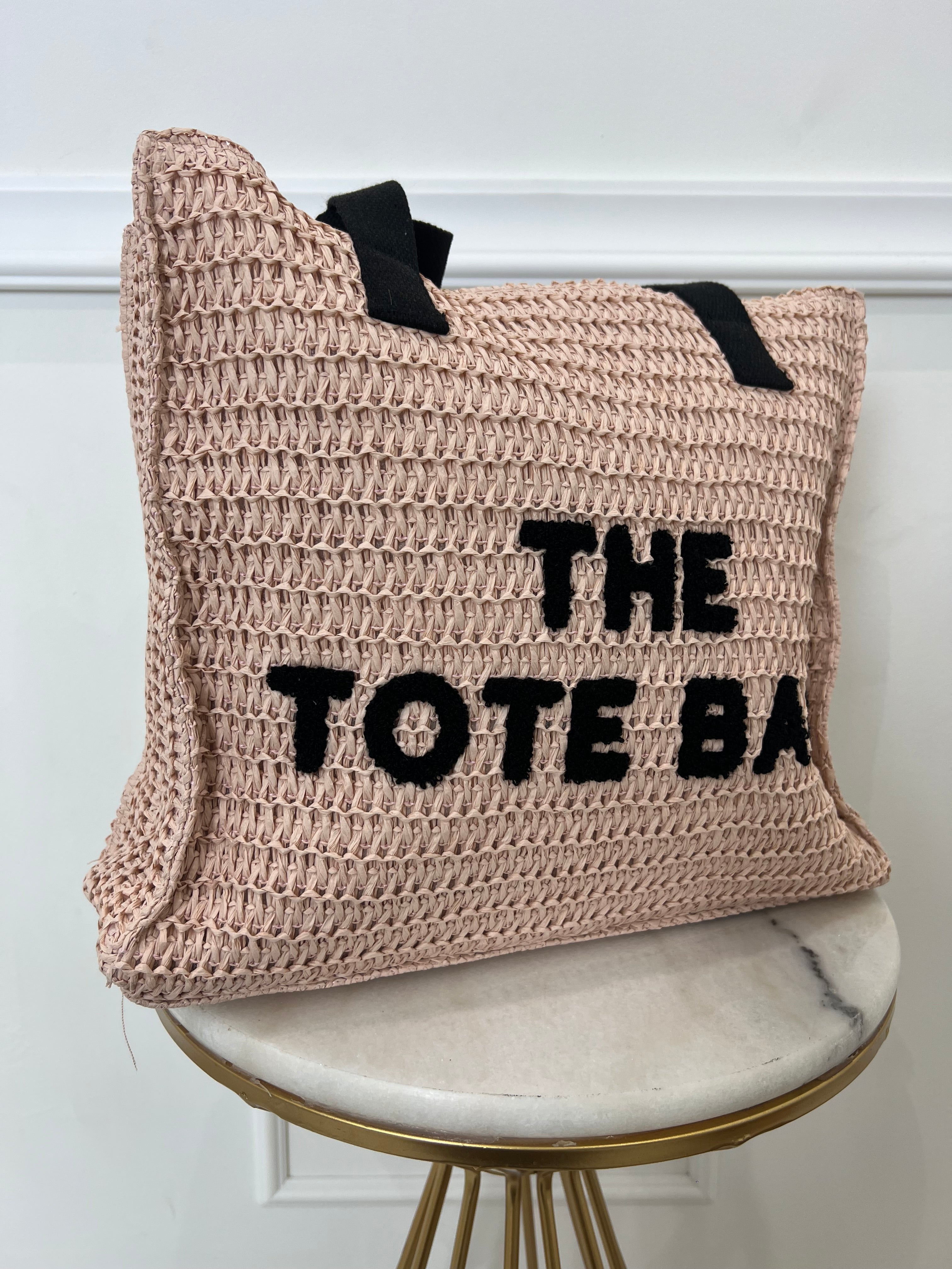 SAC EN PAILLE TOTE BAG - ROSE
