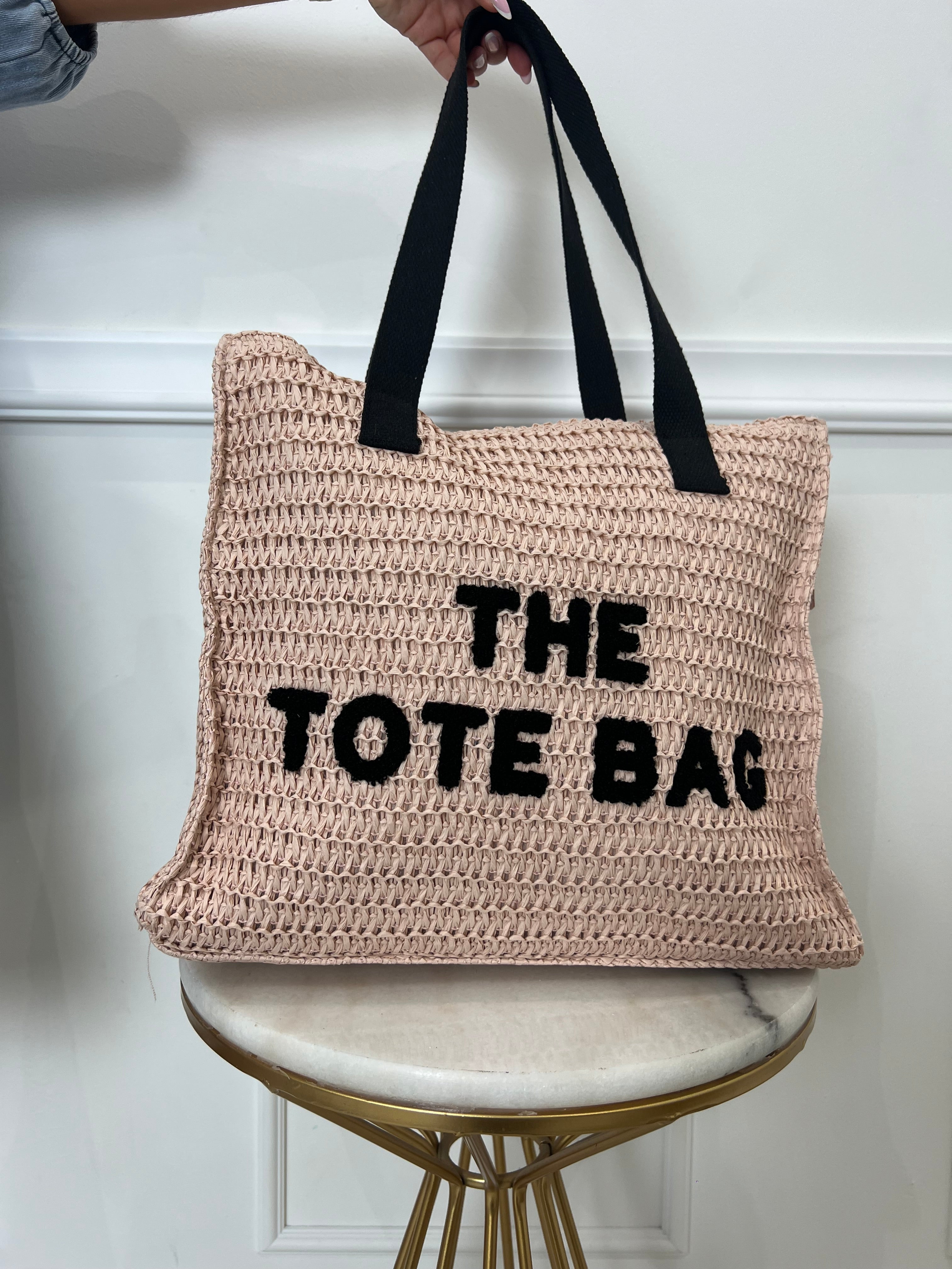 SAC EN PAILLE TOTE BAG - ROSE