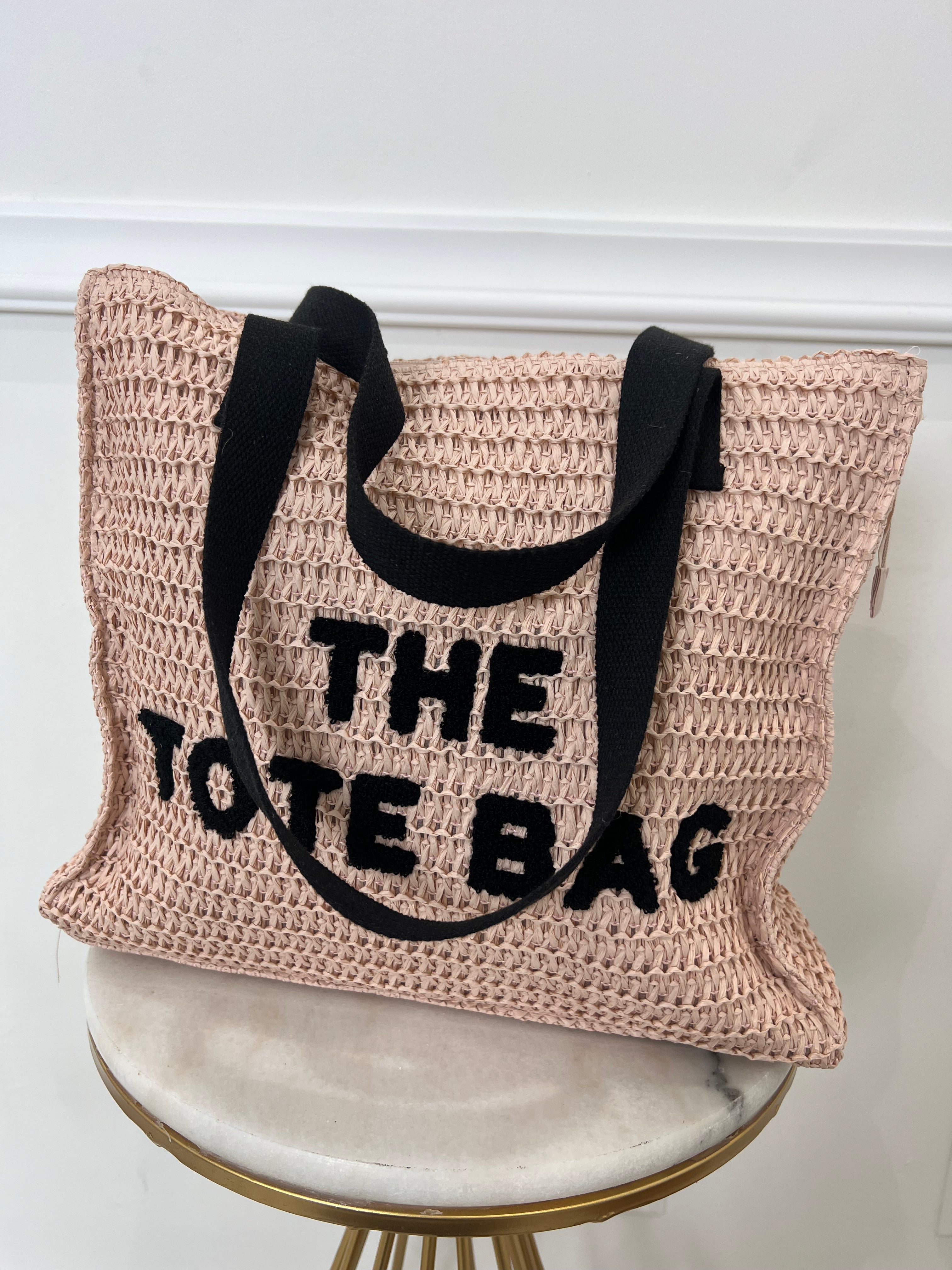 SAC EN PAILLE TOTE BAG - ROSE