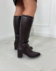 BOTTES SIMILI CUIR - CHOCOLAT