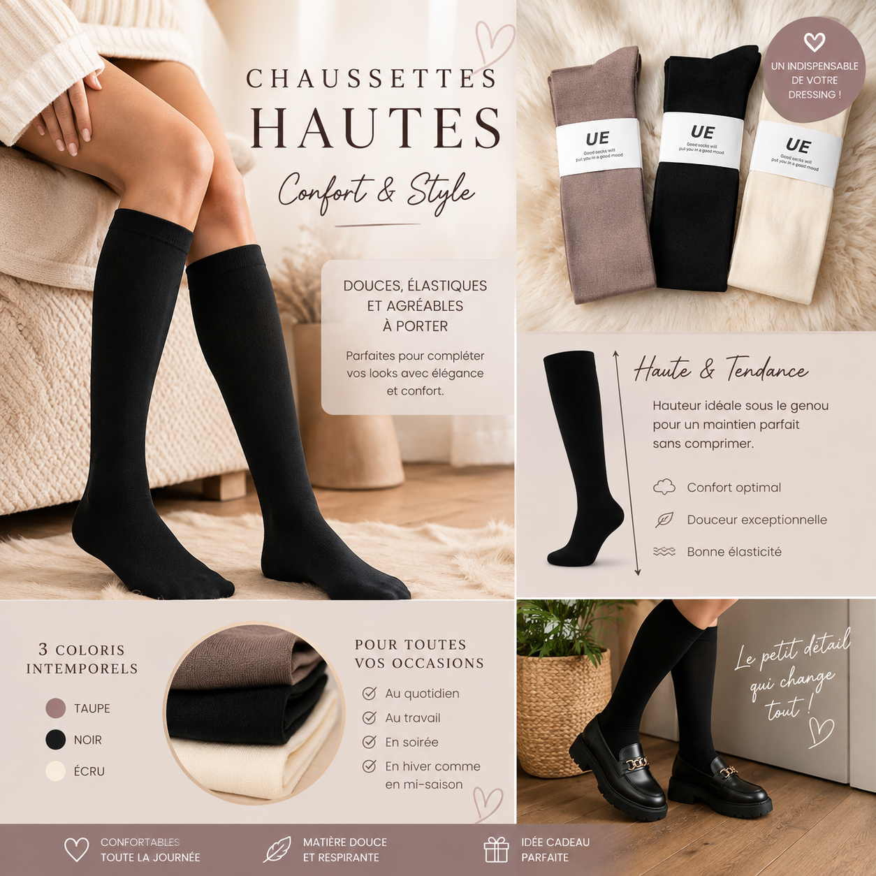 CHAUSSETTES HAUTE - CHOCO