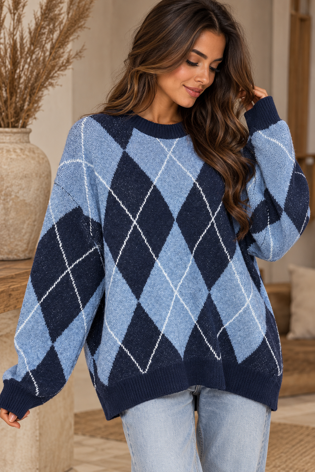 PULL JACQUARD - BLEU