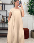 ROBE PLISSÉ - BEIGE